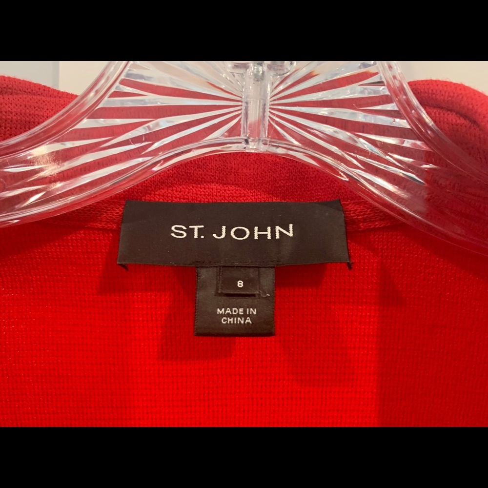 ST. JOHN  - Lady in Red! Waterfall Cardigan - Size 8 - Picture 3 of 8